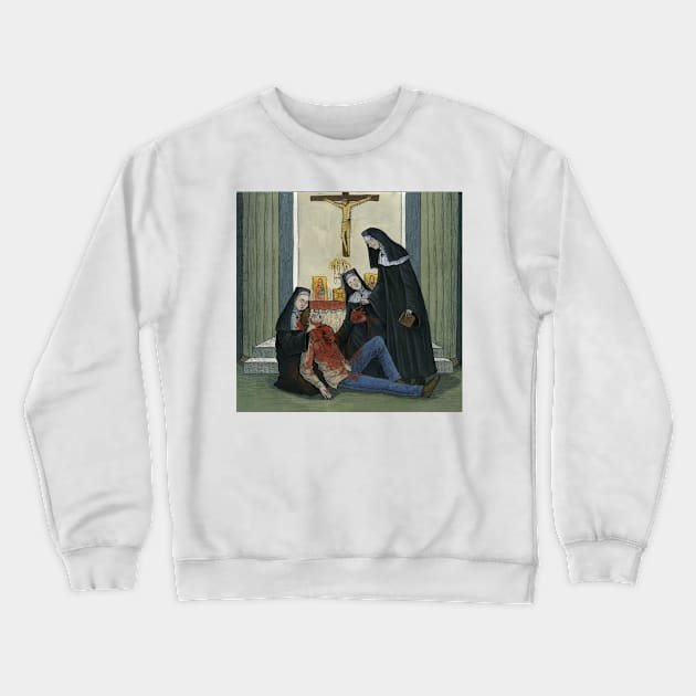 nuns Crewneck Sweatshirt by krevetka_ania